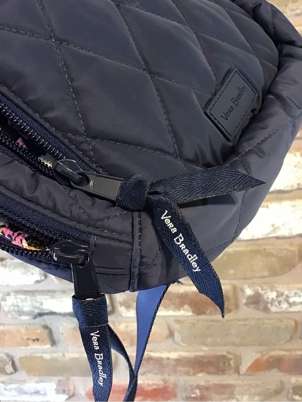 Vera Bradley Women's Ultralight Essential Scroll Navy Quilted Sling Backpack - Picture 10 of 10